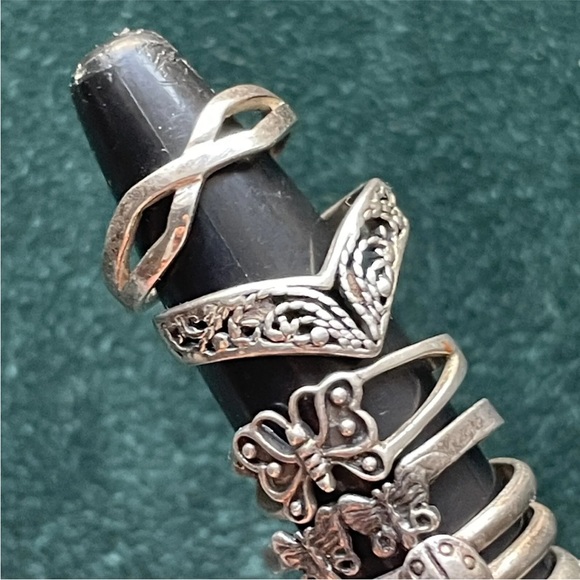 7 Sterling Silver .925 Adjustable Toe Rings Lot - Picture 2 of 5